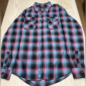DIXXON Pink and Blue Plaid Men's Shirt